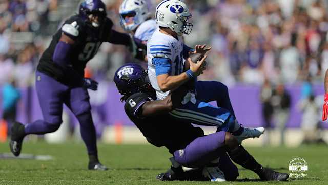 Jamoi Hodge sacks BYU quarterback Kedon Slovis